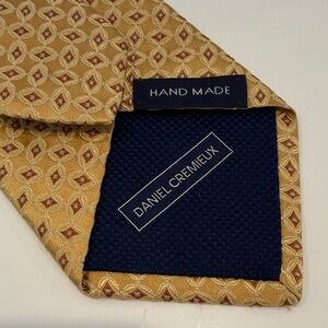 Daniel Cremieux Gold Yellow Burgundy Geometric Tie Made in USA 100% Silk